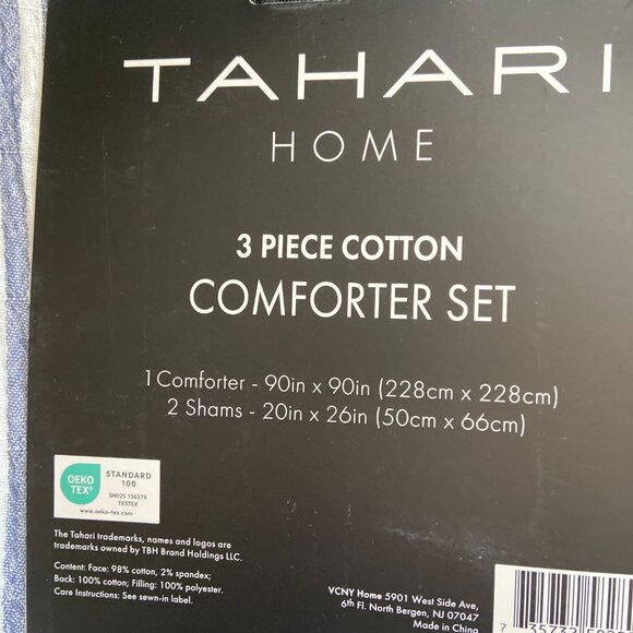 TAHARI 3 piece Cotton Comforter Set Queen NWT - Picture 6 of 6